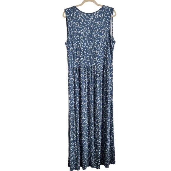 41 Hawthorn Dress Women's Large Blue Floral Adelina Maxi Coastal Cottage Prairie - Picture 4 of 6